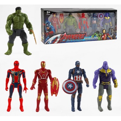 Набор героев 6626 A, 5шт., подсветка, высота 15см, подвижные конечности, 2 щита, 4 паука лапы, в коробке