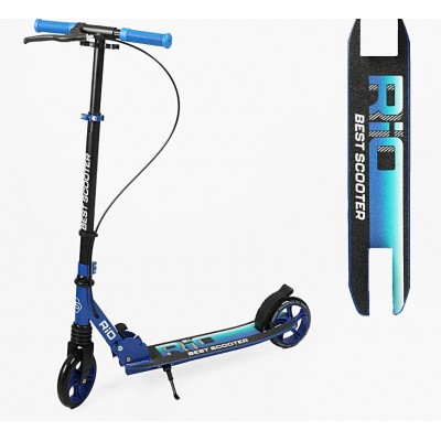Самокат двухколесный Best Scooter "Rio" R-31420, колеса PU 145мм, передний амортизатор, ручной тормоз, пакунок малюка