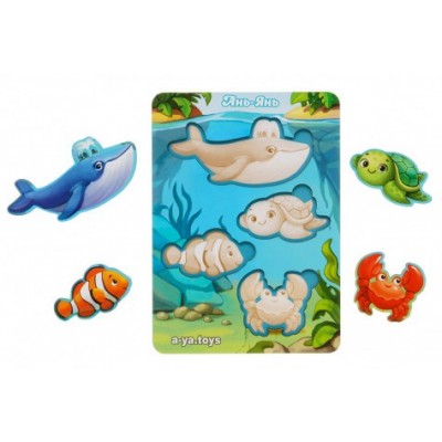 Вкладыши "Морские животные - 2" (фон с подсказкой) ПСФ056, пакунок малюка, для детей от 2 лет