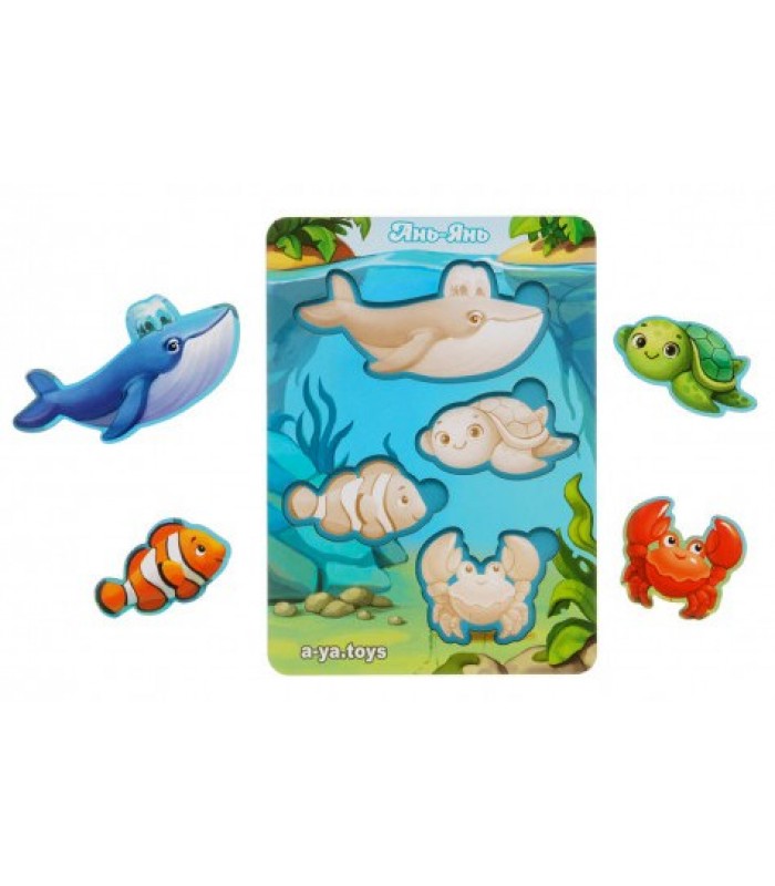 Вкладыши "Морские животные - 2" (фон с подсказкой) ПСФ056, пакунок малюка, для детей от 2 лет