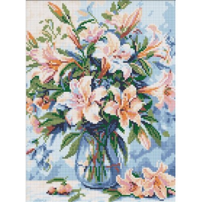 Цветочная поэма, 30х40 см. Ideyka. Набор алмазной мозаики на подрамнике (круглая, полная) (Идейка АМО-8150), пакунок малюка