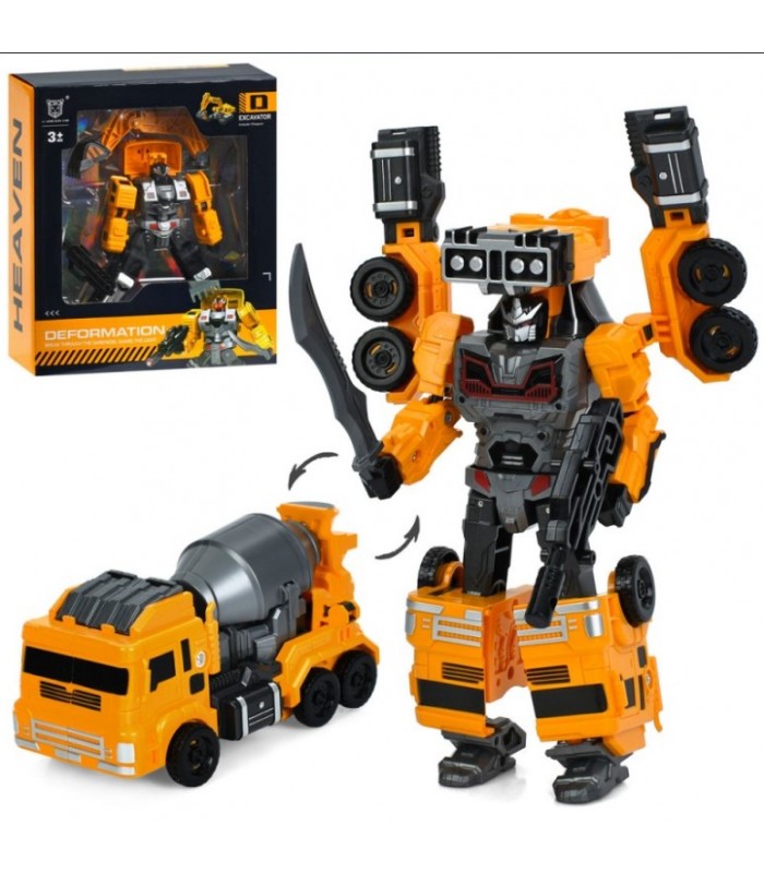 Трансформер LJ1682ED робот+стройтехника, 2 вида (экскаватор, бензовоз), пакунок малюка