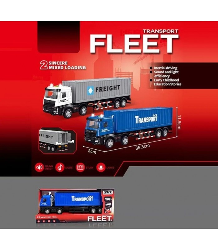 Трейлер D 2523, 2 цвета, звуки, подсветка, инерция, пакунок малюка