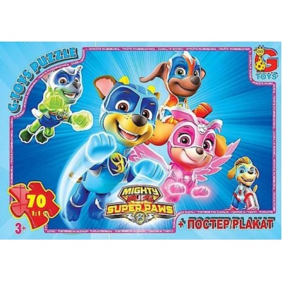 Детский пазл "Paw Patrol Щенячий патруль" PW0873 плакат 70 элементов, пакунок малюка